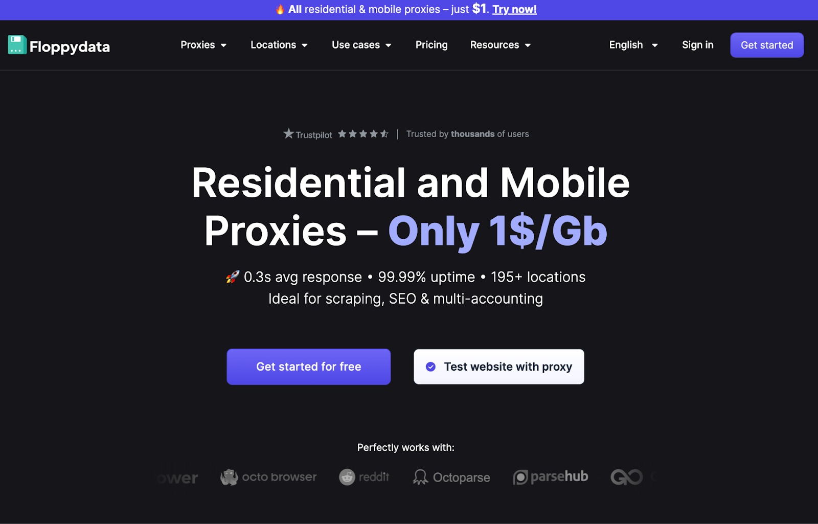 Floppydata is a modern proxy service for arbitrage, marketing, and large-scale tasks.